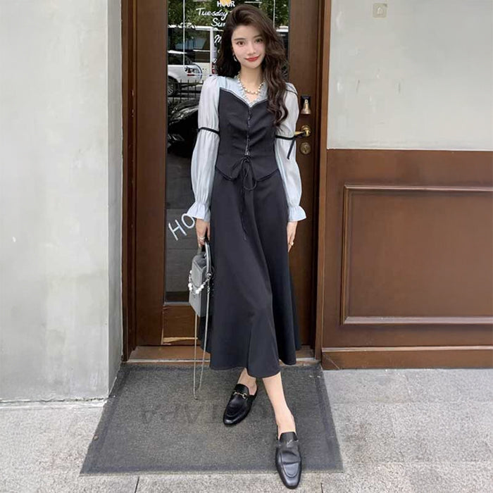 レイヤード風レトロワンピース