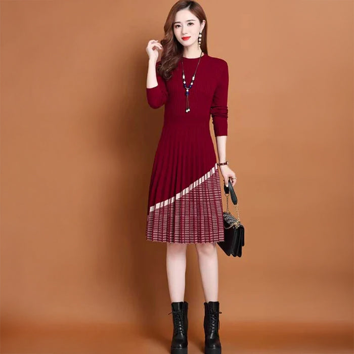 プリーツスカートニットワンピース(4colors)