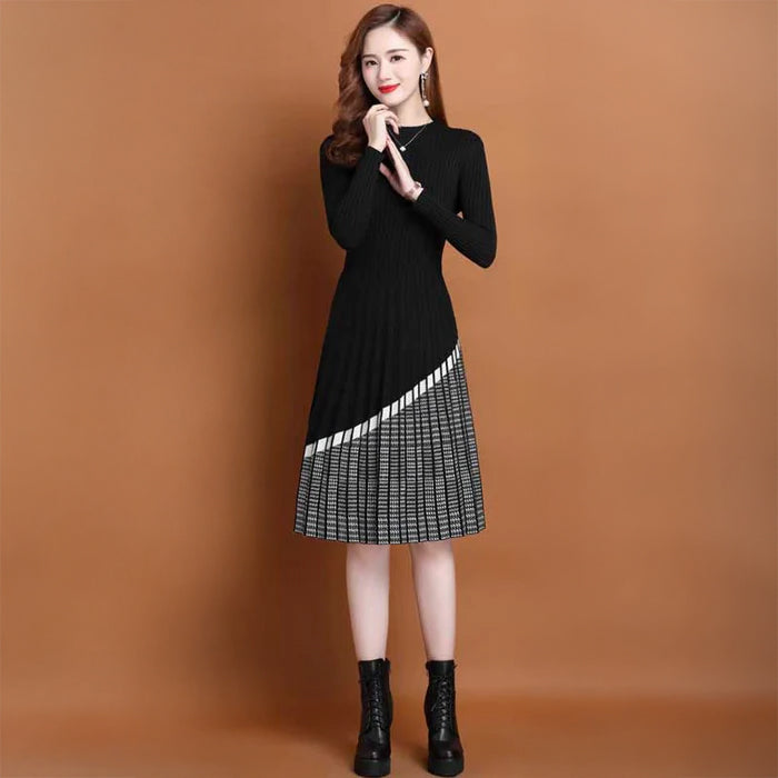 プリーツスカートニットワンピース(4colors)