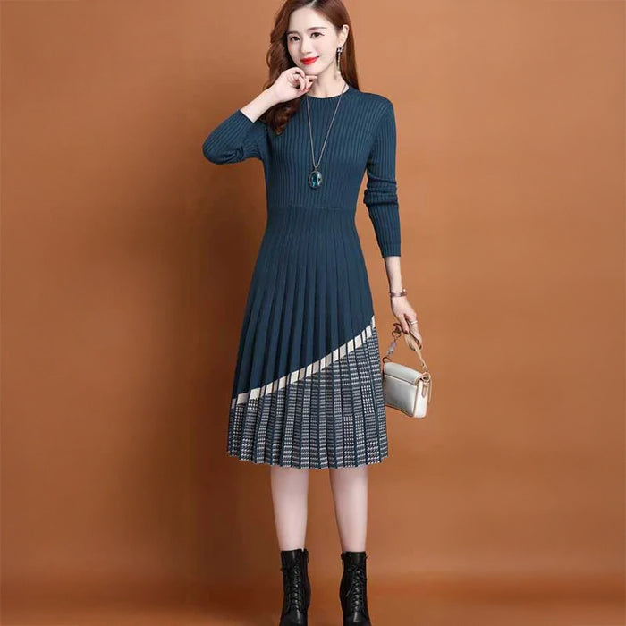 プリーツスカートニットワンピース(4colors)