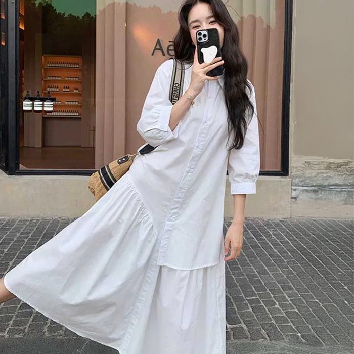 アシンメトリーシャツワンピース(2colors)