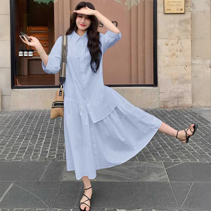 アシンメトリーシャツワンピース(2colors)