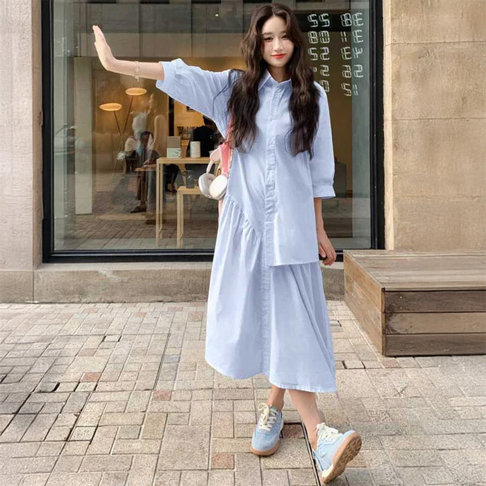 アシンメトリーシャツワンピース(2colors)