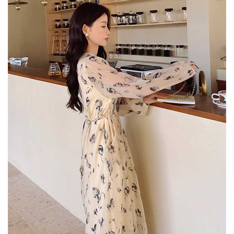 カシュクールシフォンワンピース
