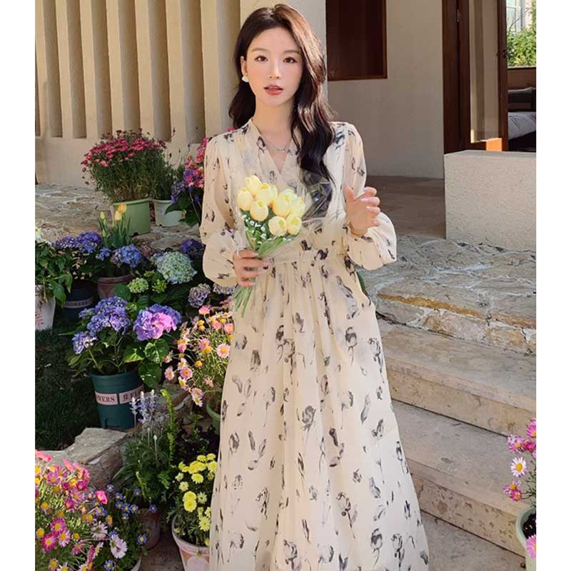 カシュクールシフォンワンピース