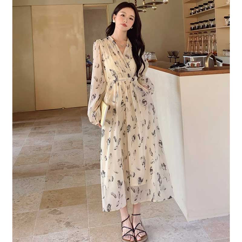 カシュクールシフォンワンピース