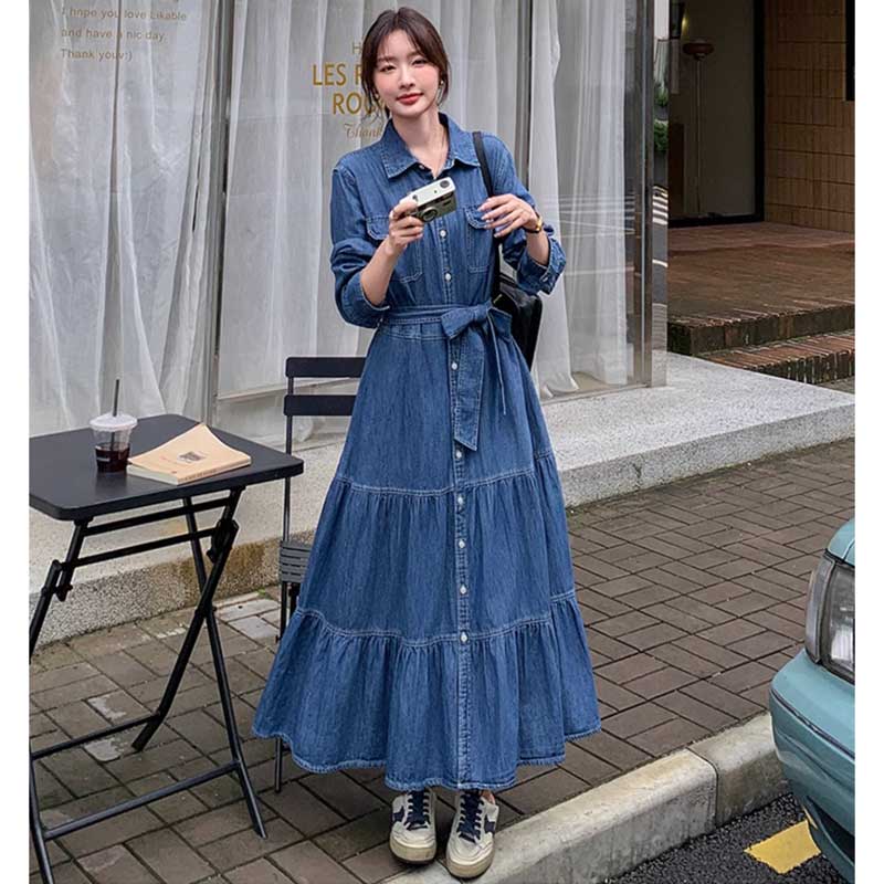 ティアードデニムシャツワンピース