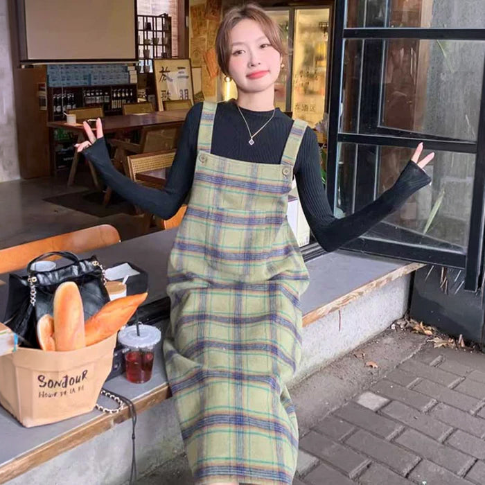 チェックサスペンダーサロペット