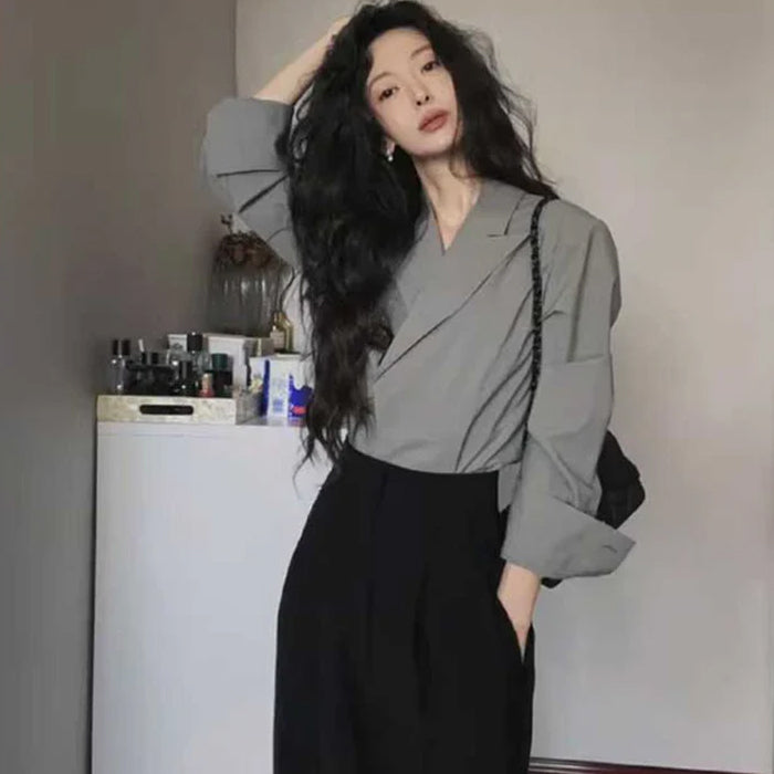 テーラードカラーブラウス