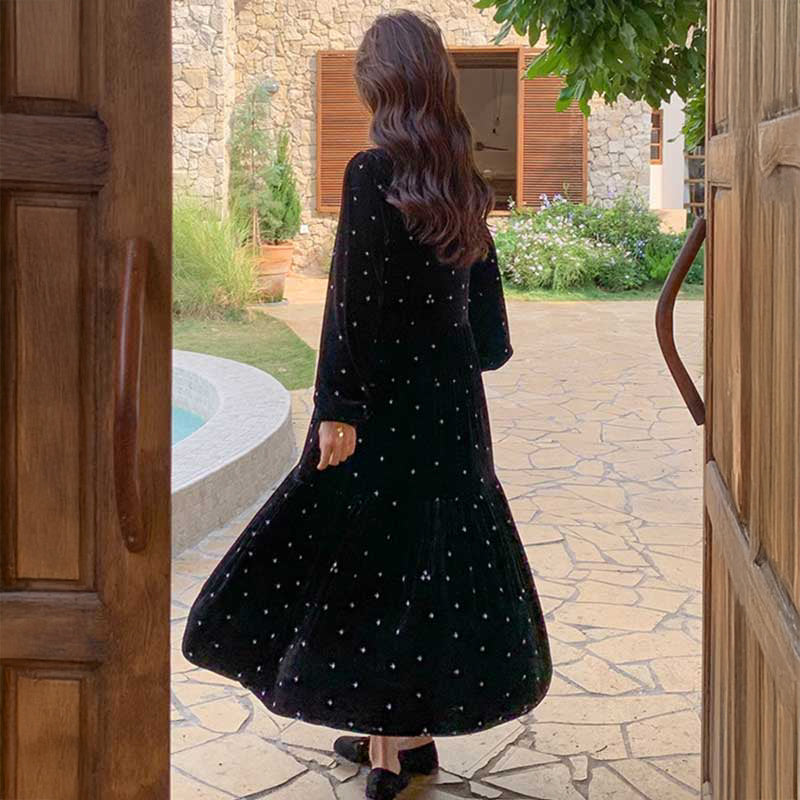 ベロアドットワンピース