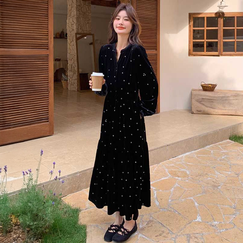 ベロアドットワンピース