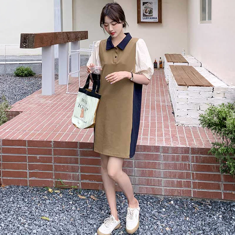 コントラストポロワンピース