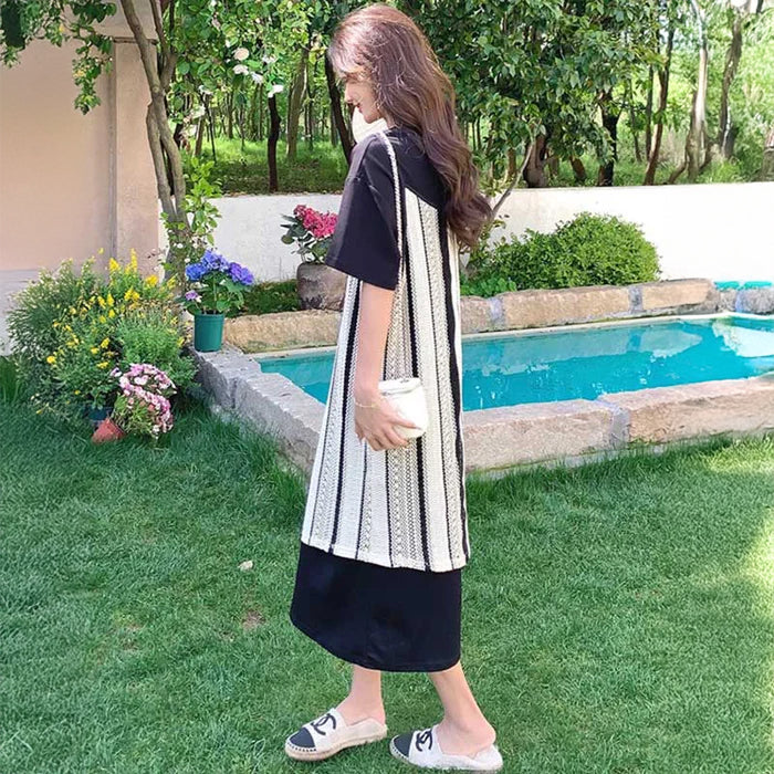 ストライプレイヤードワンピース