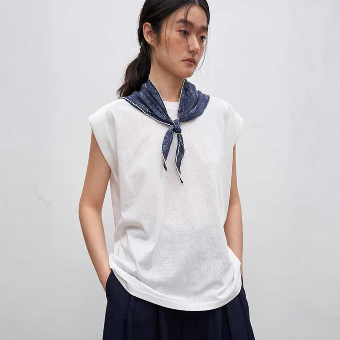 スカーフ付きフレンチスリーブカットソー(2colors)