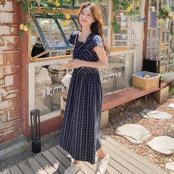 スクエアチェックワンピース