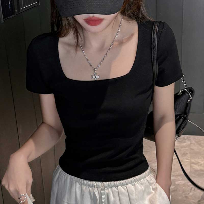 スクエアネックTシャツ(4colors)