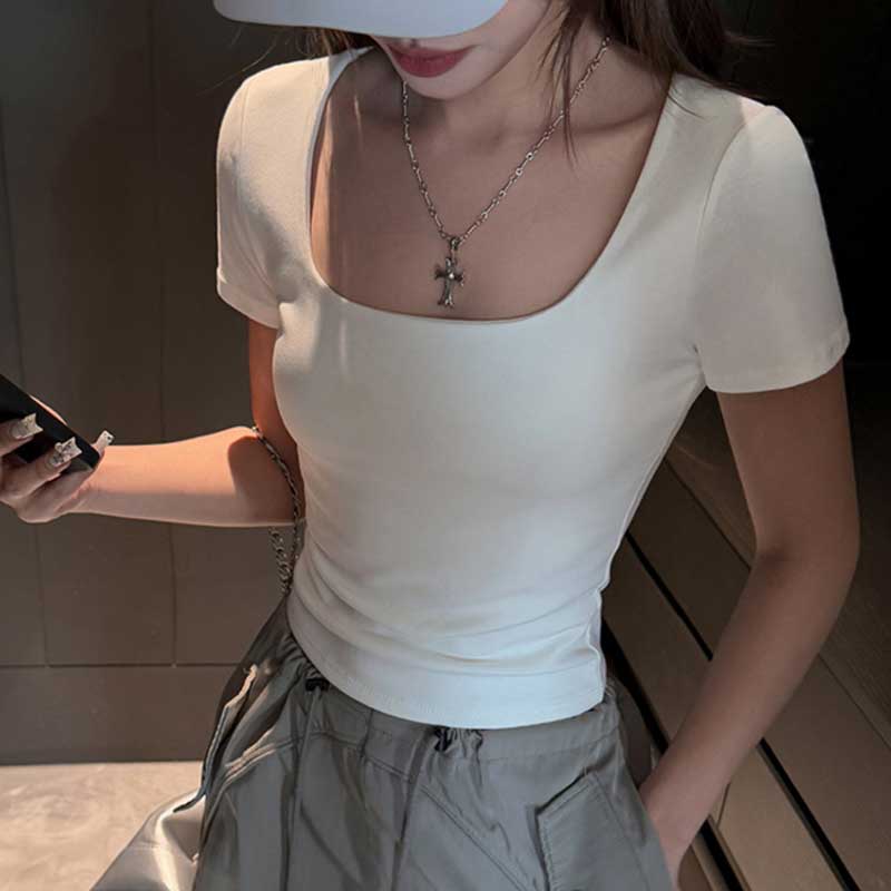スクエアネックTシャツ(4colors)