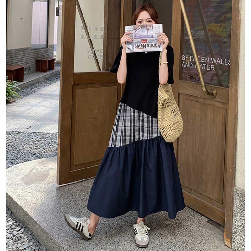 パッチワークティアードワンピース