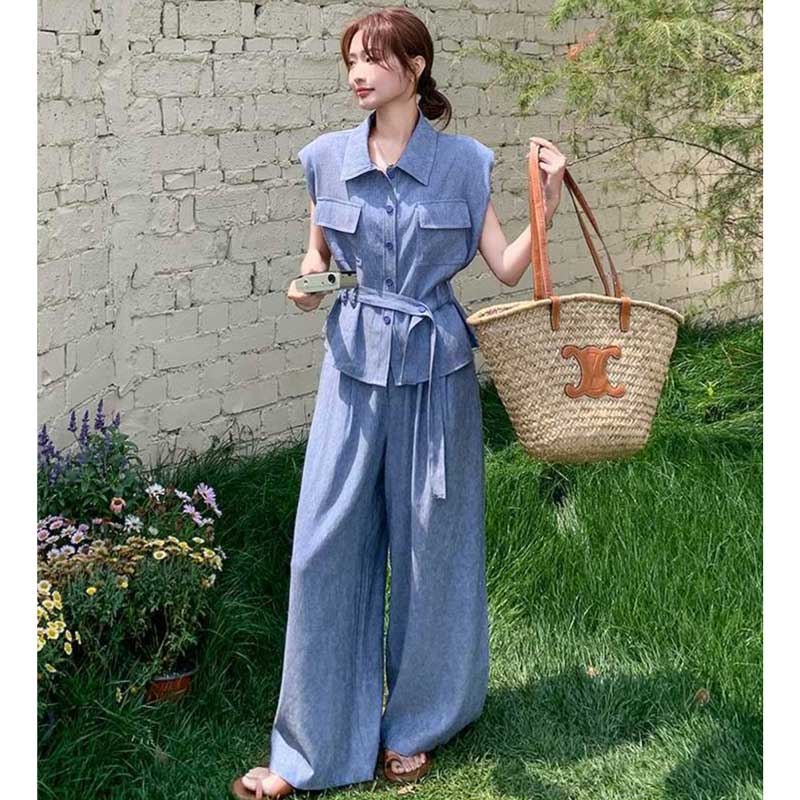 ウエストマークワイドシルエットセットアップ