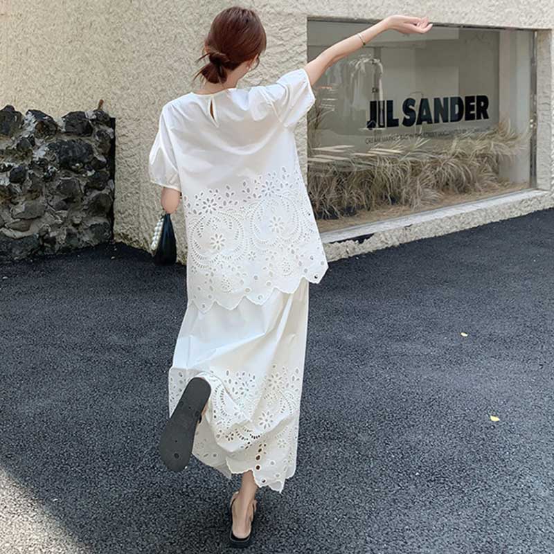 レース刺繍カットワークセットアップ