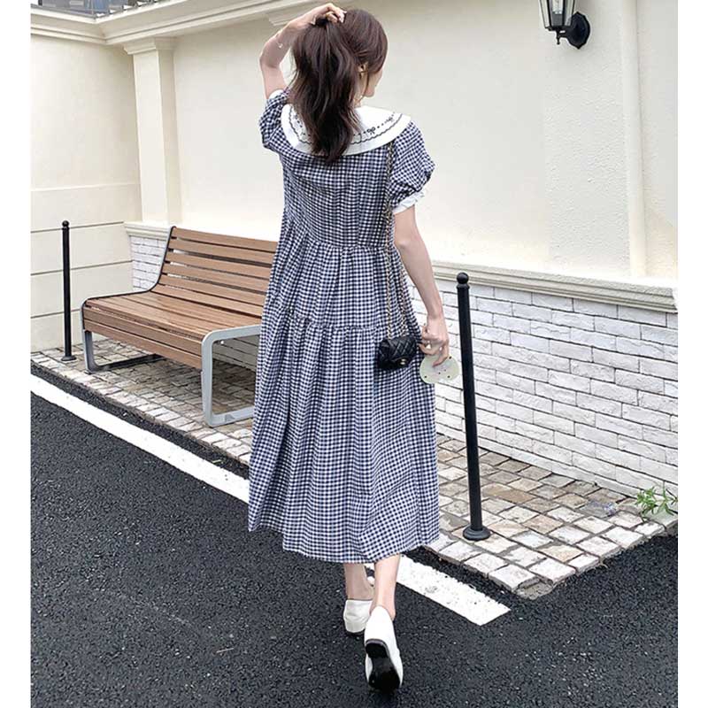 セーラーカラーティアードワンピース