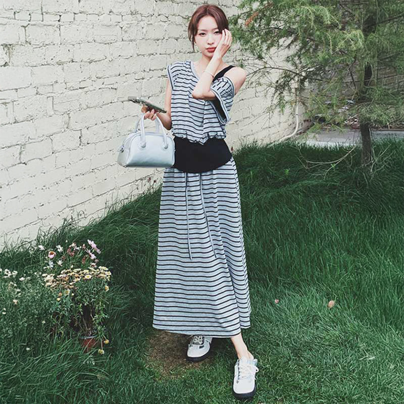 ルーズフィットボーダーワンピース(2colors)