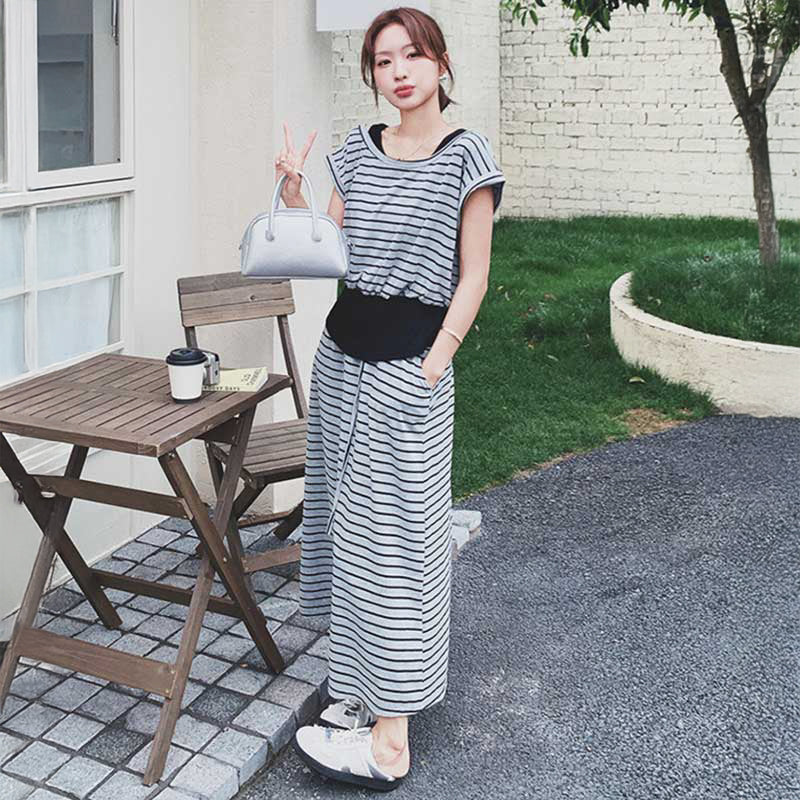 ルーズフィットボーダーワンピース(2colors)