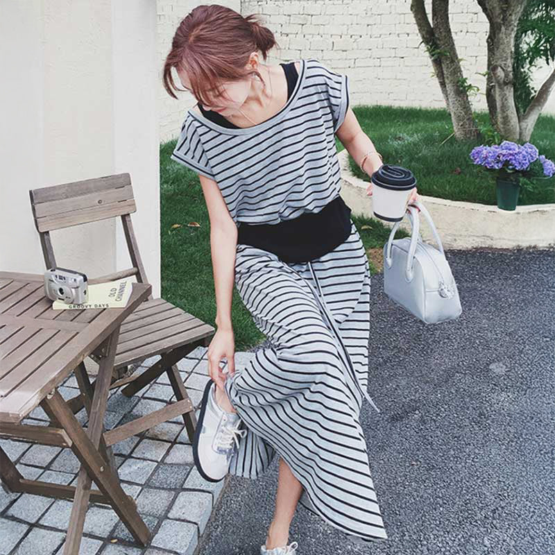 ルーズフィットボーダーワンピース(2colors)