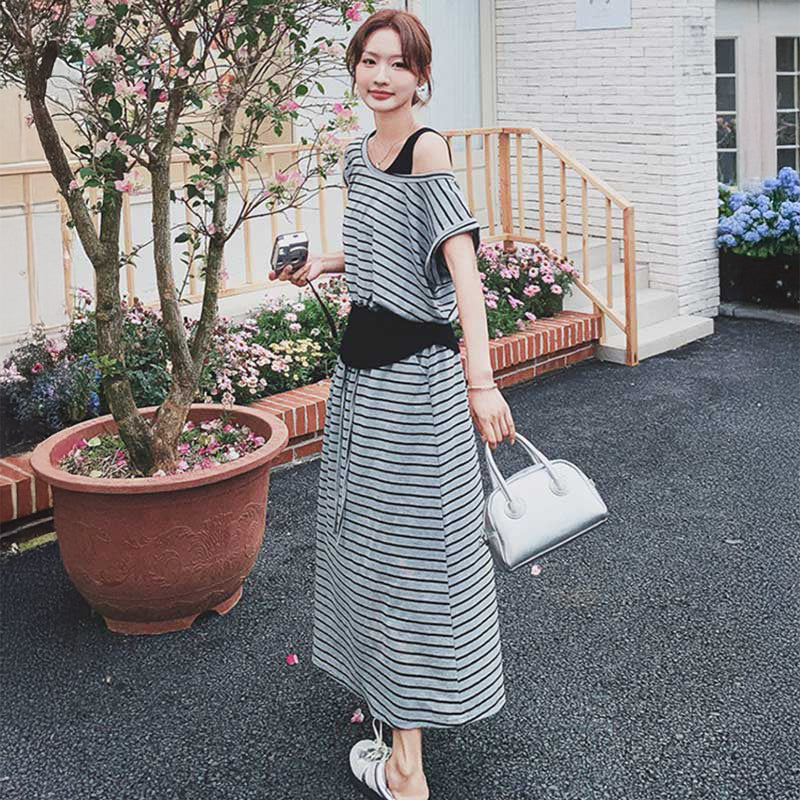 ルーズフィットボーダーワンピース(2colors)