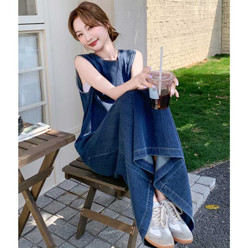 ノースリーブデニムワンピース