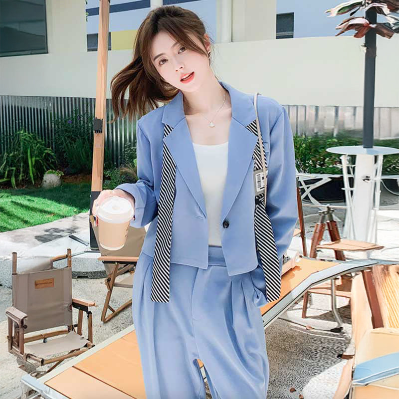 ショート丈テーラードジャケット×タックワイドパンツ(2colors)