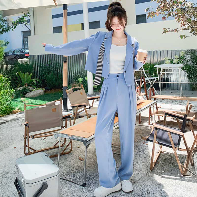 ショート丈テーラードジャケット×タックワイドパンツ(2colors)