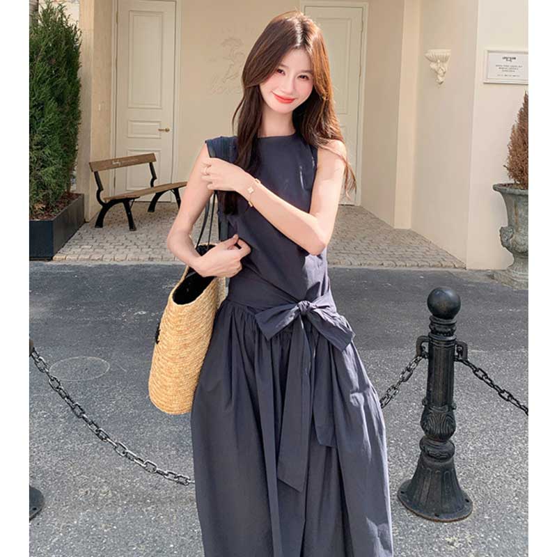 ボリュームリボンウエストマークワンピース(2colors)