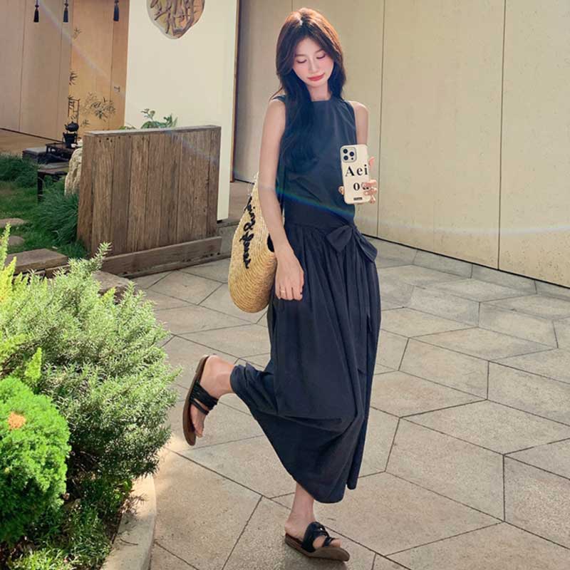 ボリュームリボンウエストマークワンピース(2colors)