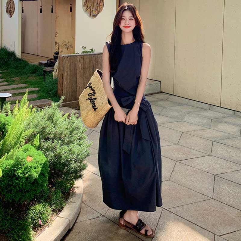 ボリュームリボンウエストマークワンピース(2colors)