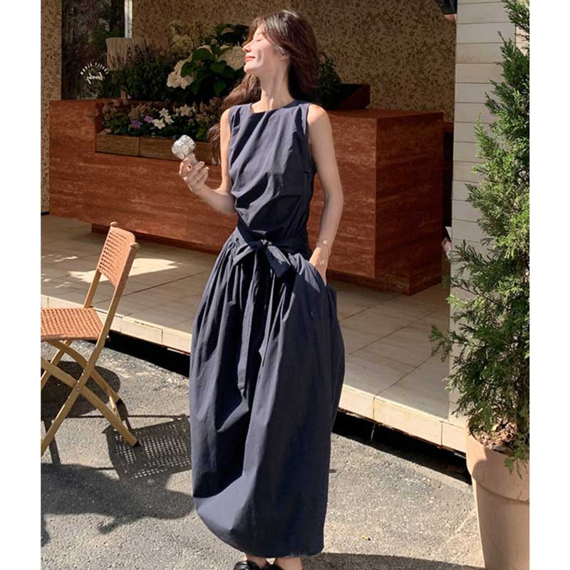 ボリュームリボンウエストマークワンピース(2colors)