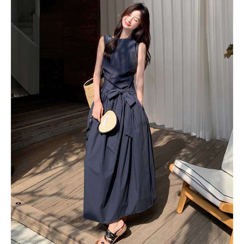 ボリュームリボンウエストマークワンピース(2colors)