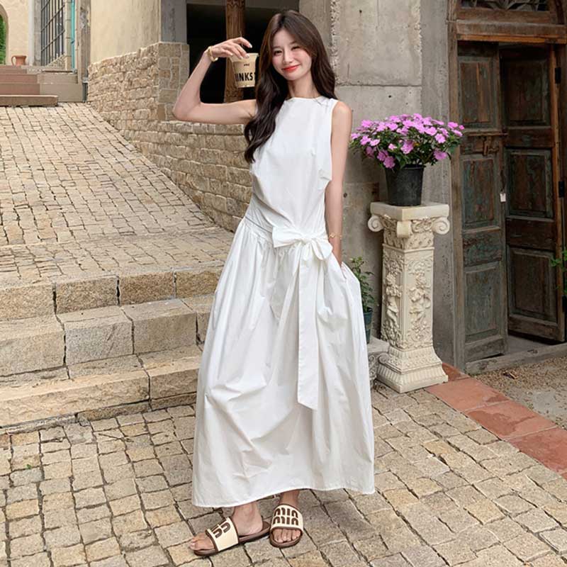 ボリュームリボンウエストマークワンピース(2colors)