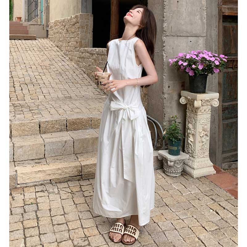 ボリュームリボンウエストマークワンピース(2colors)