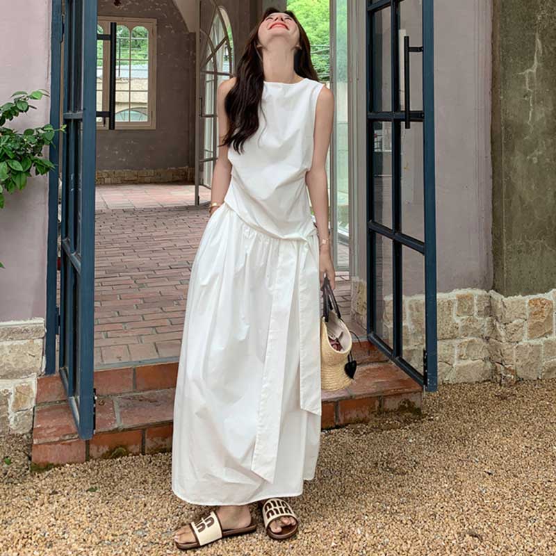 ボリュームリボンウエストマークワンピース(2colors)