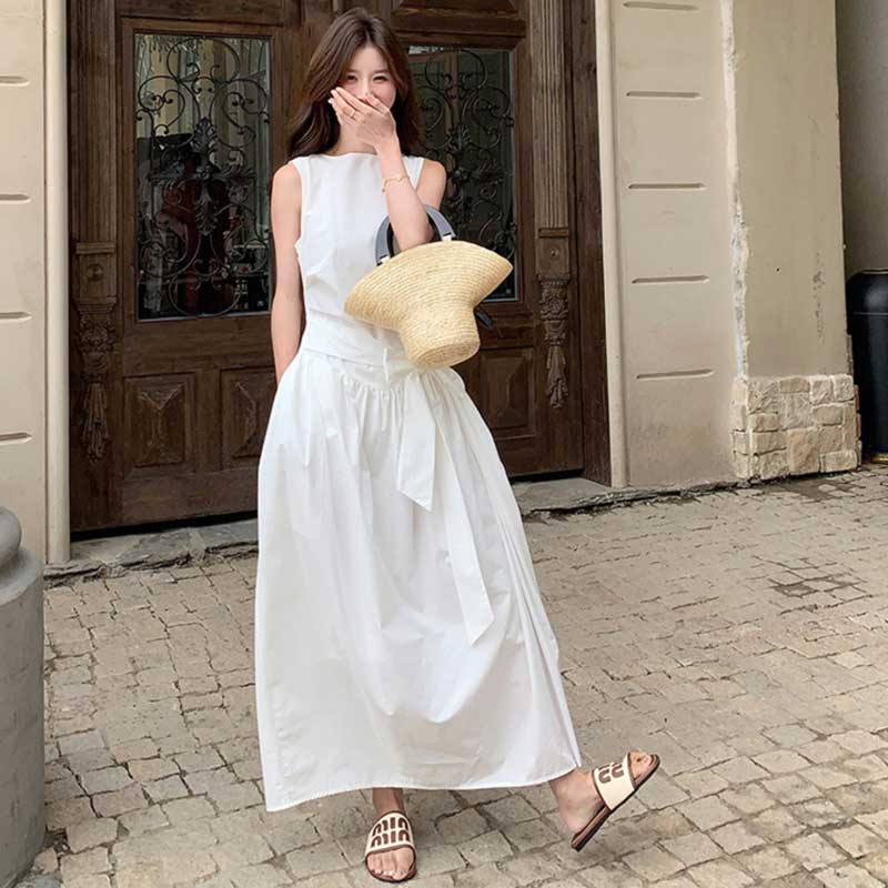 ボリュームリボンウエストマークワンピース(2colors)