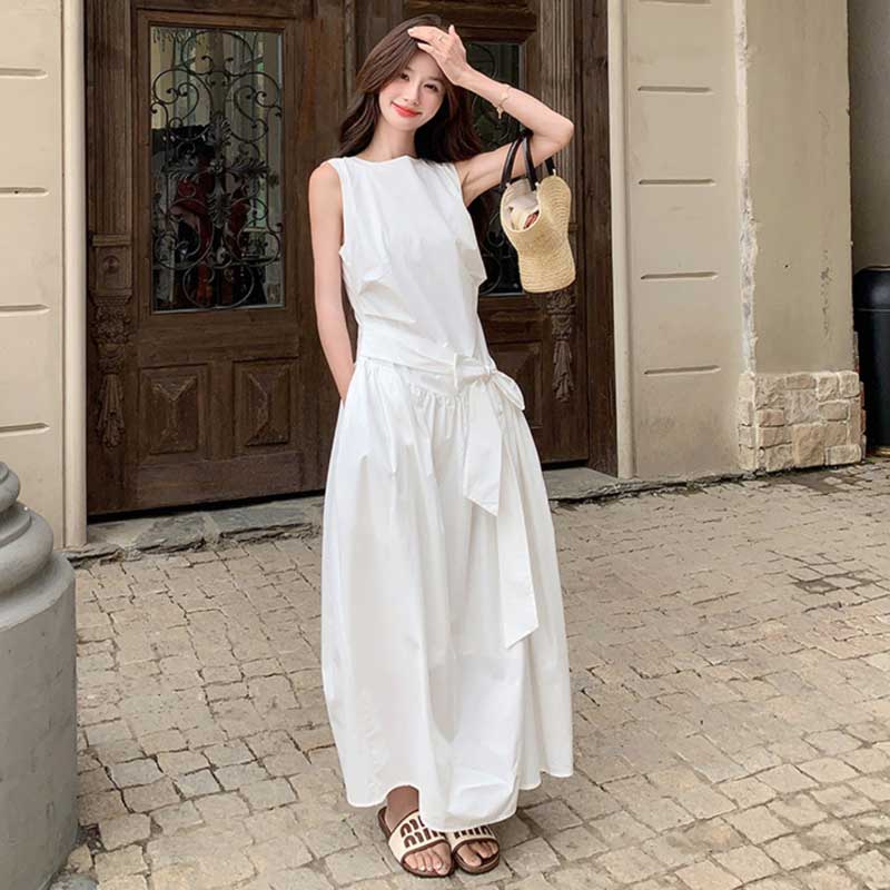 ボリュームリボンウエストマークワンピース(2colors)