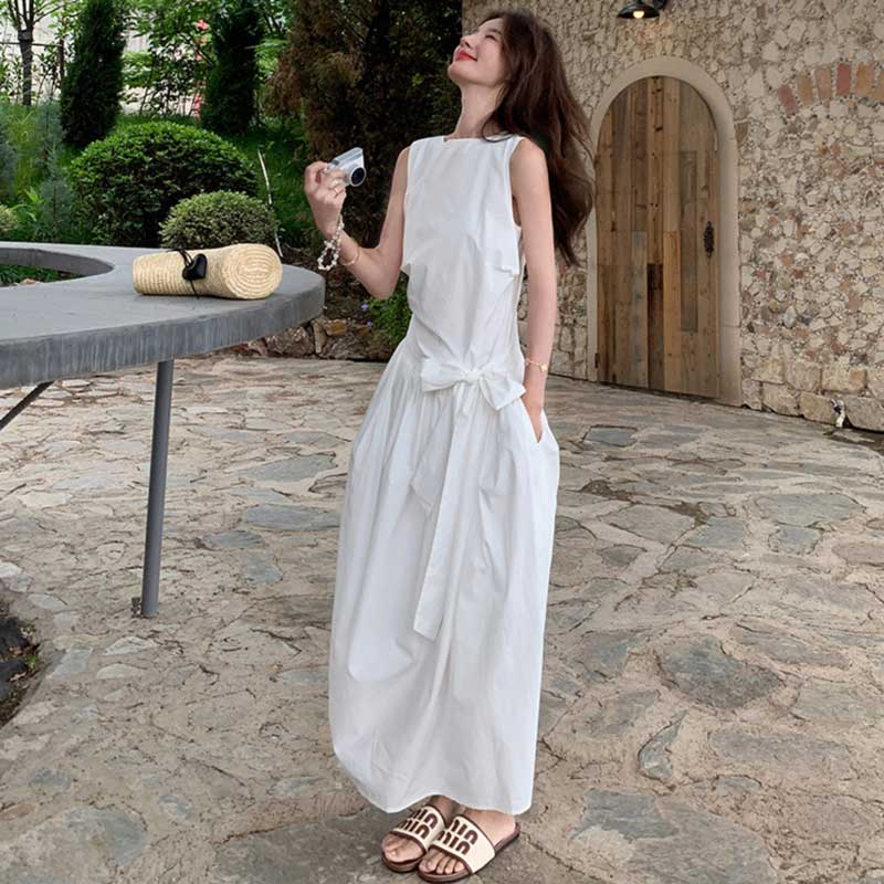 ボリュームリボンウエストマークワンピース(2colors)