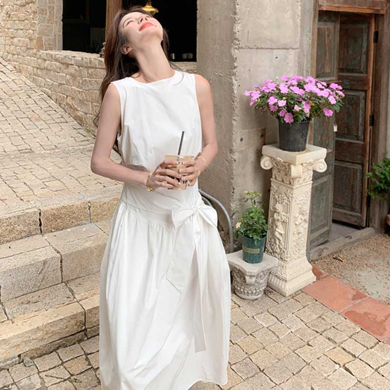 ボリュームリボンウエストマークワンピース(2colors)