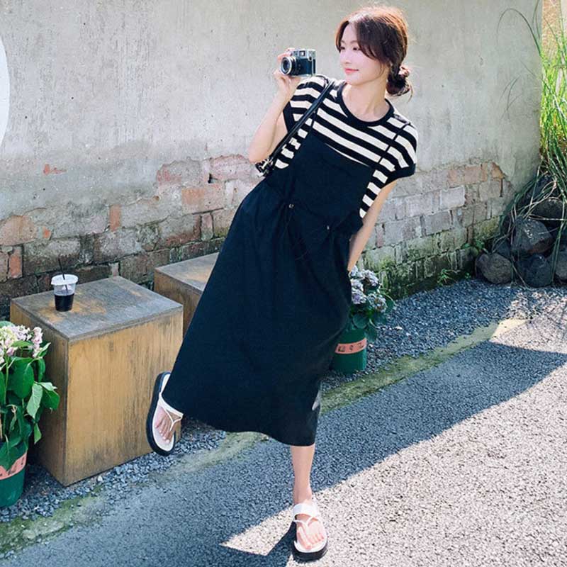 レイヤード風サロペットワンピース