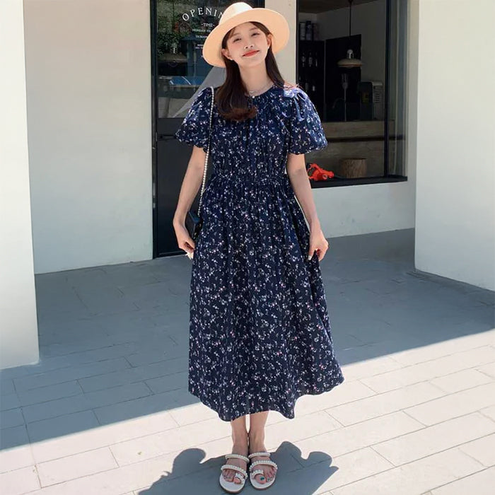 バルーン袖小花柄ワンピース