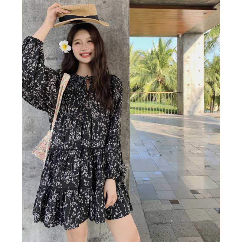 花柄ティアードミニワンピース