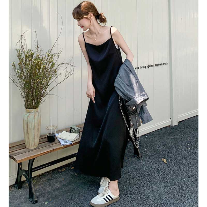 スキッパーシャツ×キャミソールワンピース