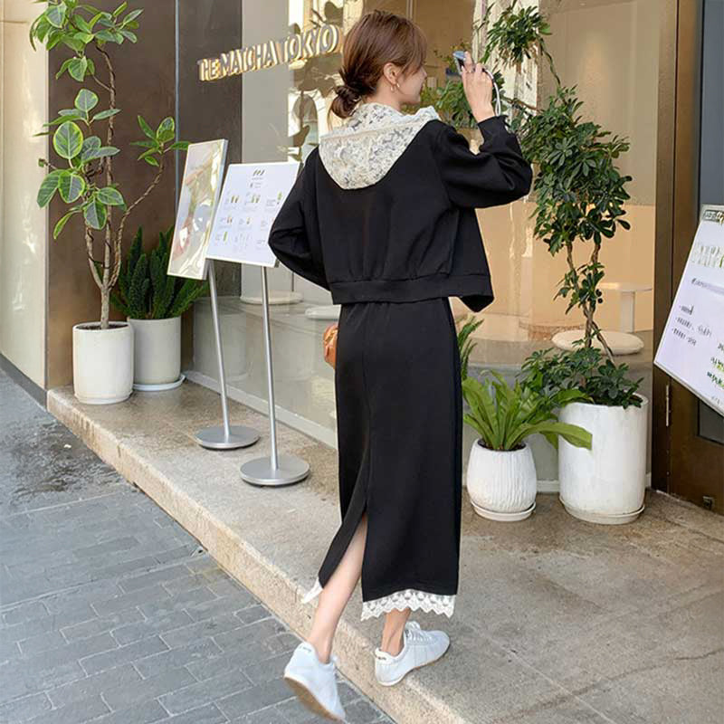 レース装飾スウェットセットアップ