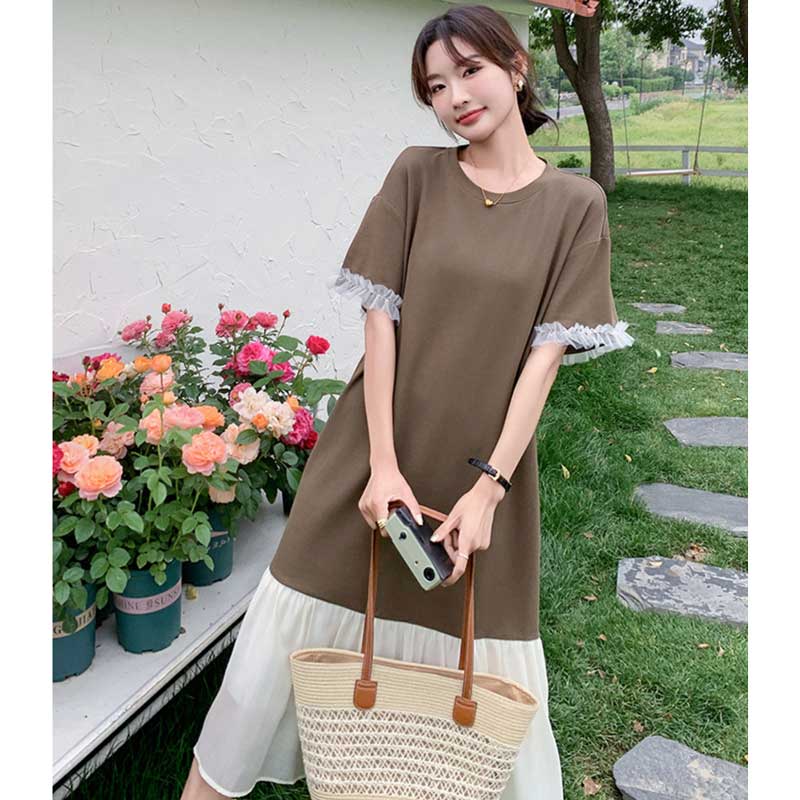 シフォンフレアドッキングワンピース(2colors)